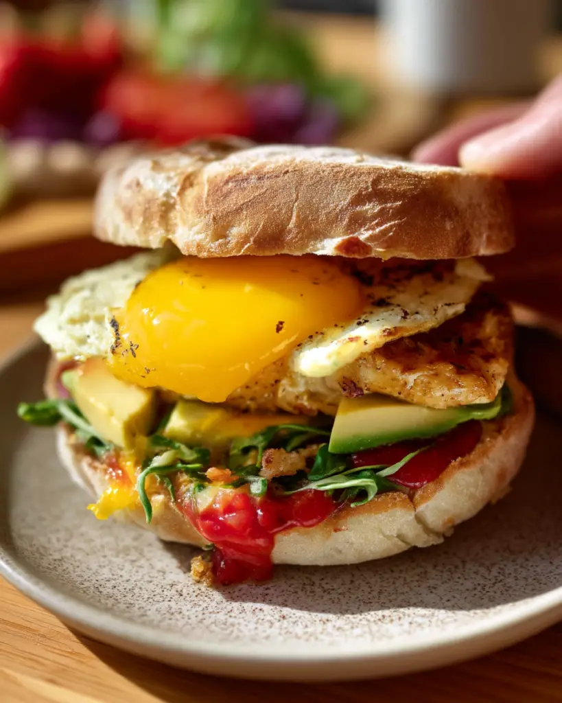 Baked Egg & Chicken Breakfast Sandwich 1 Baked Egg & Chicken Breakfast Sandwich